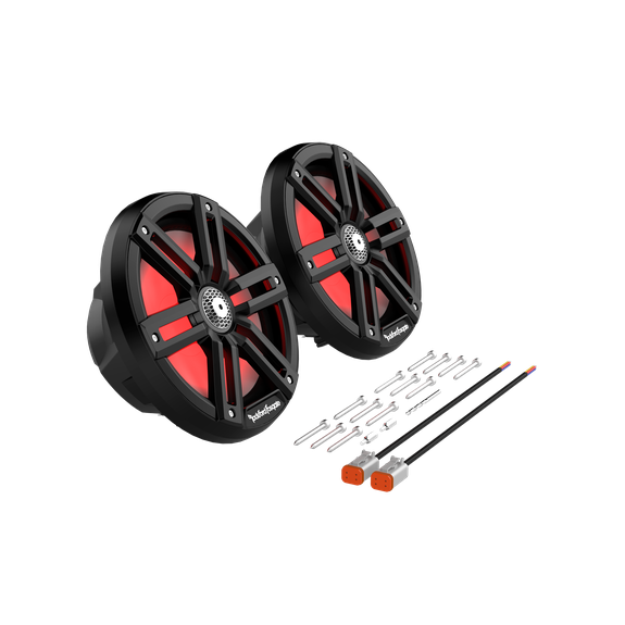Imagen de sistema de audio Rockford Fosgate para UTV, RZR y X3, compatible con Polaris y Can-Am, ideal para aventuras offroad y rutas todoterreno.
