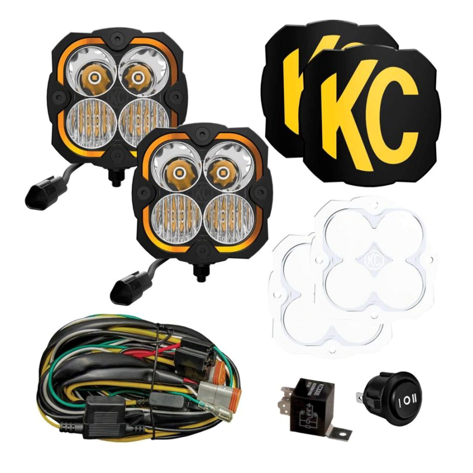 Imagen de luces offroad KC Hilites para UTV, RZR y X3, compatibles con Polaris y Can-Am, perfectas para rutas 4x4 y expediciones todoterreno