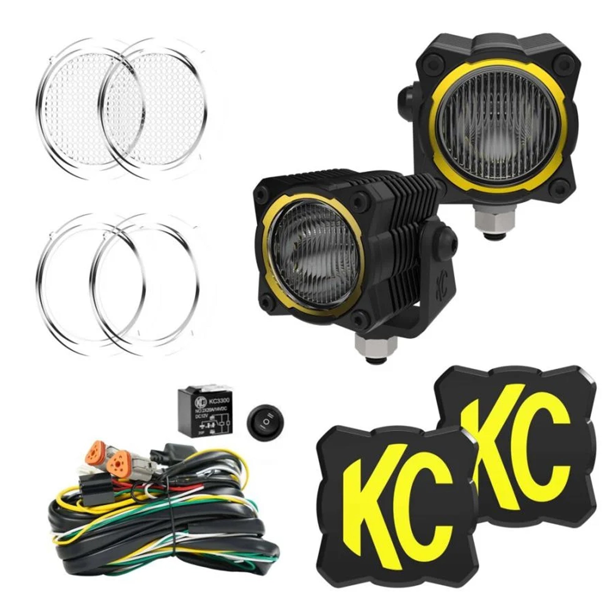 Imagen de luces offroad KC Hilites para UTV, RZR y X3, compatibles con Polaris y Can-Am, perfectas para rutas 4x4 y expediciones todoterreno

